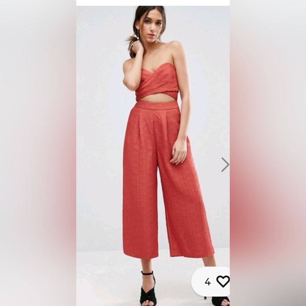 ASOS Red Wide Leg High-Waisted Pants‎